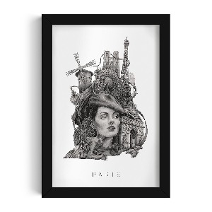 Photo black frame Paris Black and White