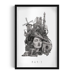 Photo black frame Paris Black and White