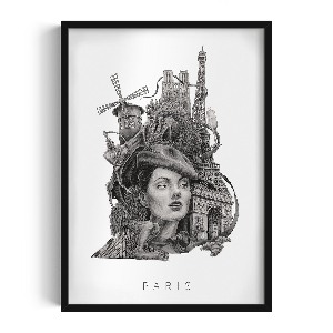 Photo black frame Paris Black and White