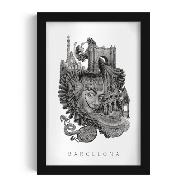 Photo black frame Barcelona Black and White