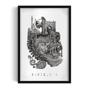 Photo black frame Barcelona Black and White