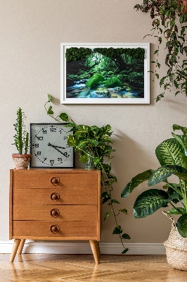Live moss wall art River in the middle of the forest