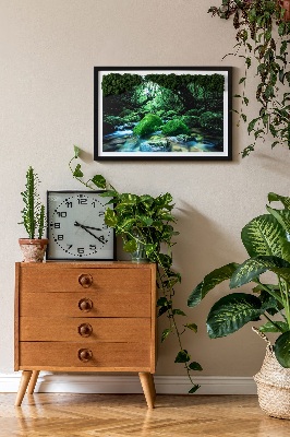 Live moss wall art River in the middle of the forest