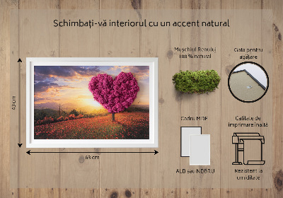 Living moss wall art Heart -shaped tree