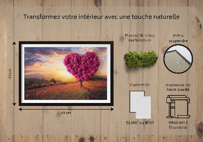 Living moss wall art Heart -shaped tree