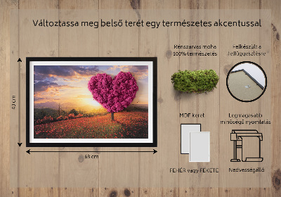 Living moss wall art Heart -shaped tree