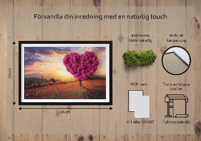 Living moss wall art Heart -shaped tree