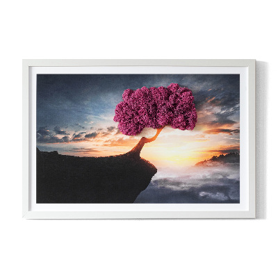 Framed moss wall art A tree over the abyss