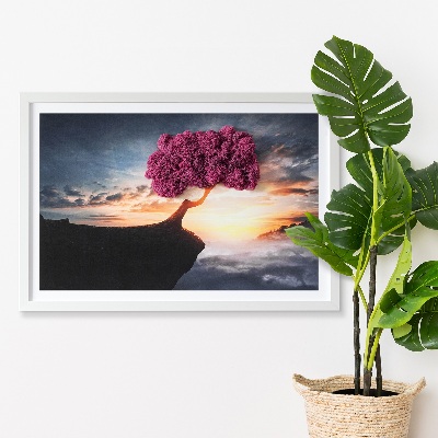 Framed moss wall art A tree over the abyss