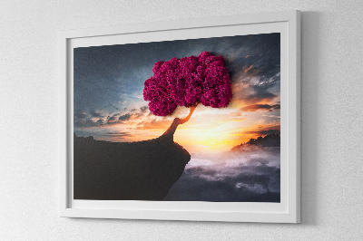Framed moss wall art A tree over the abyss