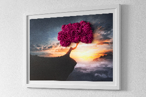 Framed moss wall art A tree over the abyss