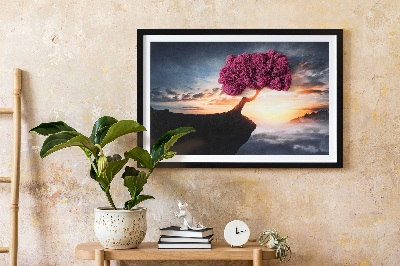 Framed moss wall art A tree over the abyss