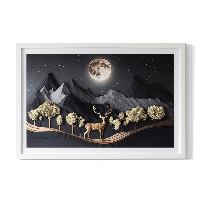 Moss wall art Deer during the full moon