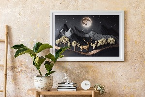 Moss wall art Deer during the full moon