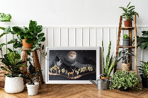 Moss wall art Deer during the full moon