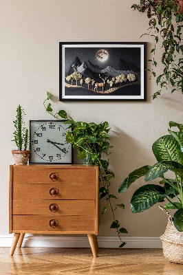 Moss wall art Deer during the full moon