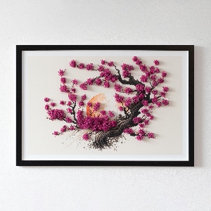 Framed moss wall art Cherry tree