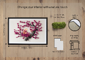 Framed moss wall art Cherry tree