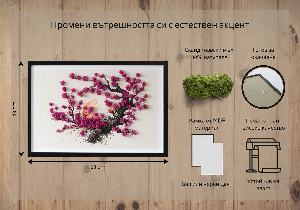 Framed moss wall art Cherry tree