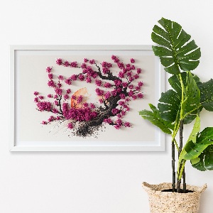 Framed moss wall art Cherry tree