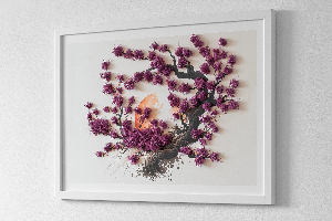 Framed moss wall art Cherry tree