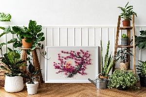 Framed moss wall art Cherry tree