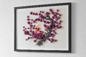 Framed moss wall art Cherry tree