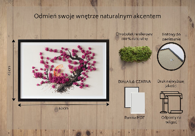 Framed moss wall art Cherry tree