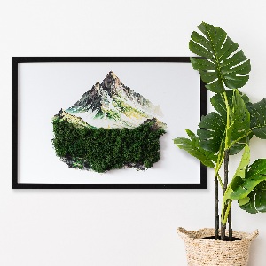 The top of the mountain over the forest - Living moss wall art