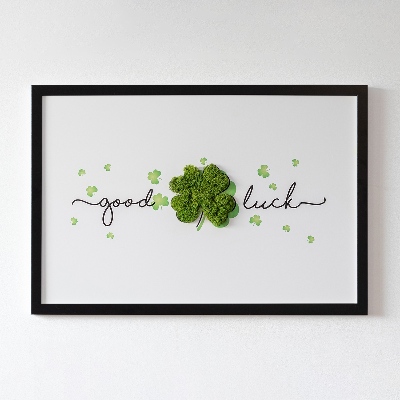 Living moss wall art The inscription Good Luck clover