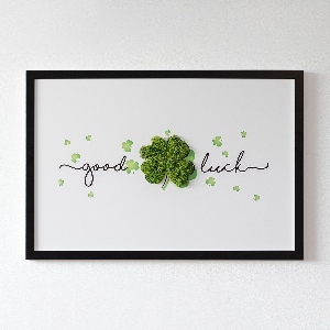 Living moss wall art The inscription Good Luck clover