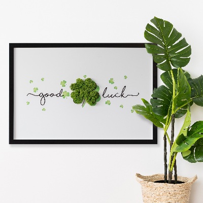 Living moss wall art The inscription Good Luck clover