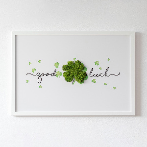 Living moss wall art The inscription Good Luck clover