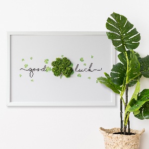 Living moss wall art The inscription Good Luck clover