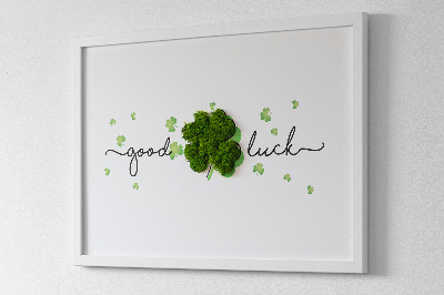 Living moss wall art The inscription Good Luck clover