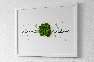 Living moss wall art The inscription Good Luck clover