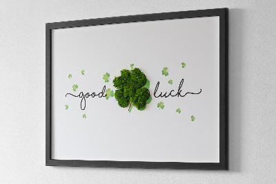 Living moss wall art The inscription Good Luck clover