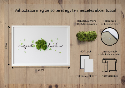 Living moss wall art The inscription Good Luck clover
