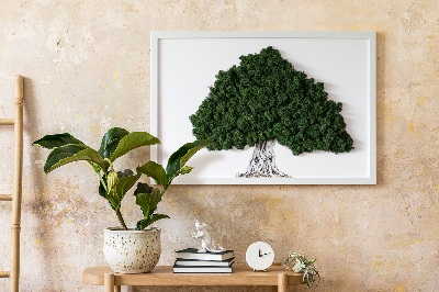 Framed moss wall art A tree with roots on a white background