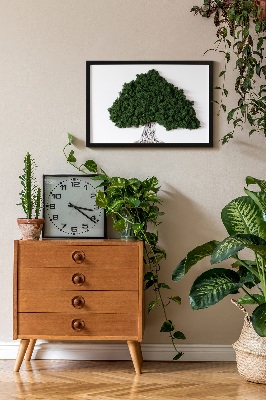 Framed moss wall art A tree with roots on a white background