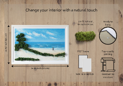 Moss wall art Lovers on the beach