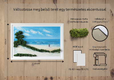 Moss wall art Lovers on the beach