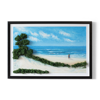 Moss wall art Lovers on the beach