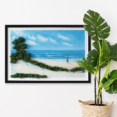 Moss wall art Lovers on the beach