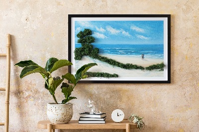 Moss wall art Lovers on the beach