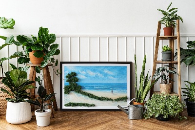 Moss wall art Lovers on the beach