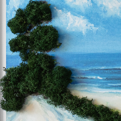 Moss wall art Lovers on the beach