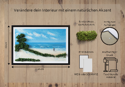 Moss wall art Lovers on the beach
