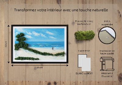 Moss wall art Lovers on the beach