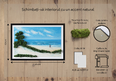 Moss wall art Lovers on the beach